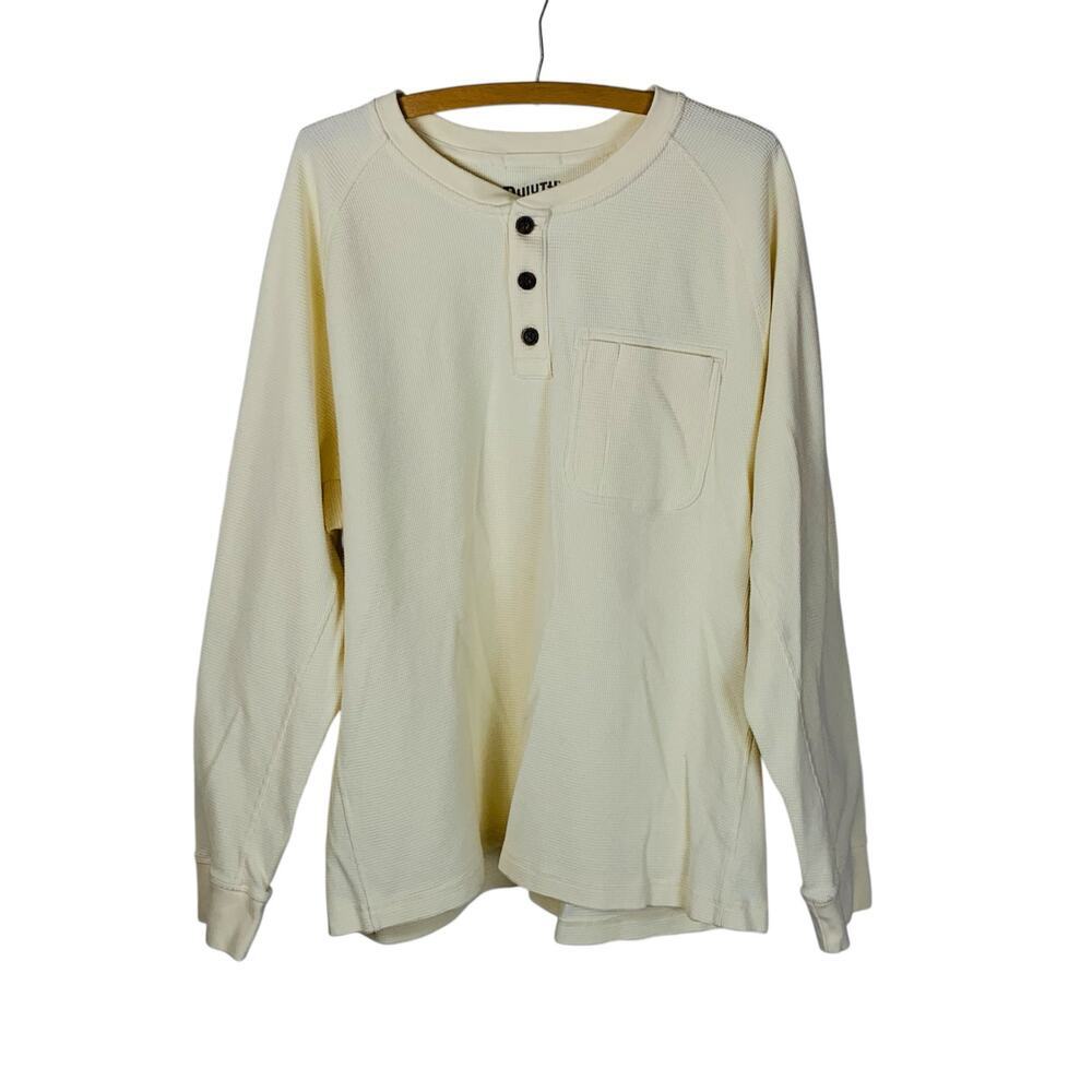 Workwear Duluth Trading Thermal Long Sleeve Henley Shirt Cream XL